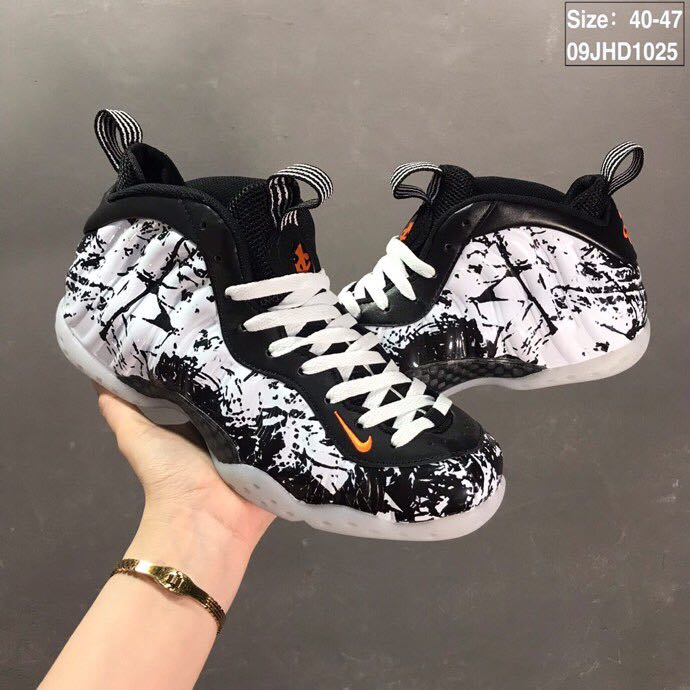 2019 Nike Air Foamposite I Halloween Spray White Black Orange Shoes